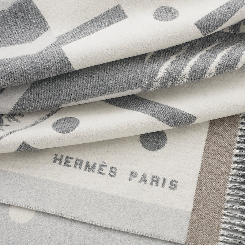 Zebre Zig Zag blanket - Beige | Hermès USA